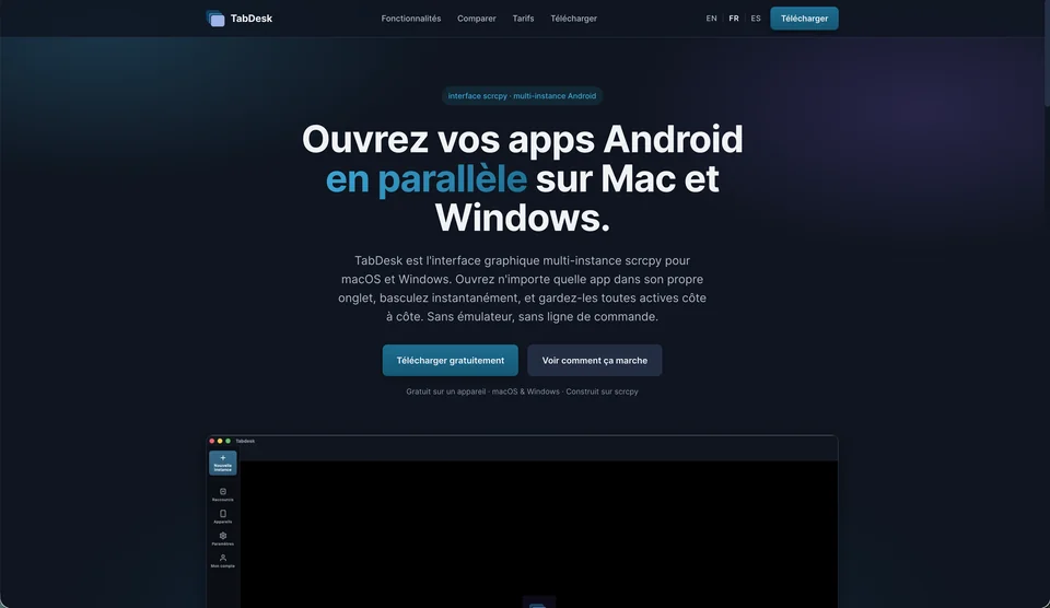 TabDesk · Site web